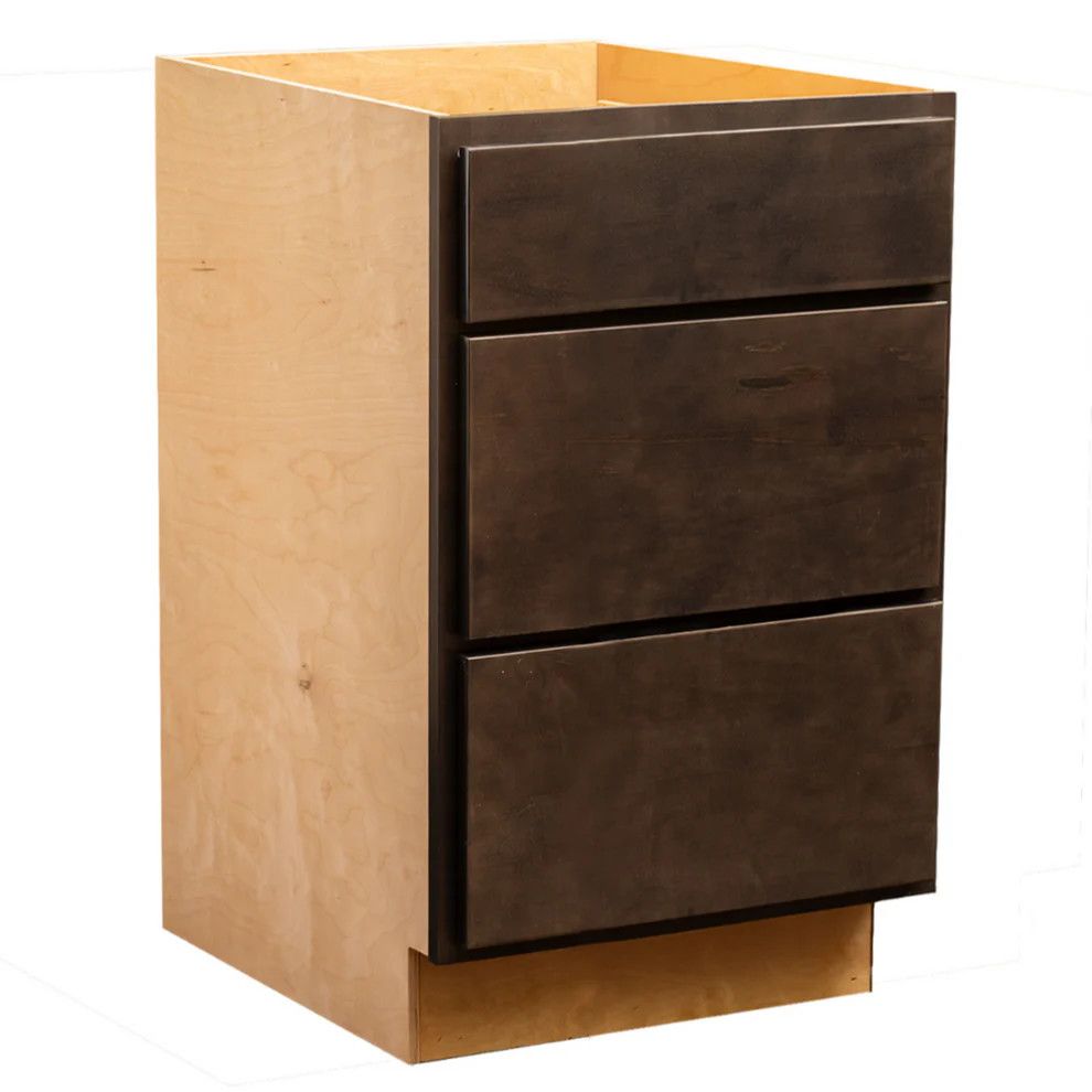 3 Drawer 12" Pots and Pans Base Cabinet - Espresso Stain
