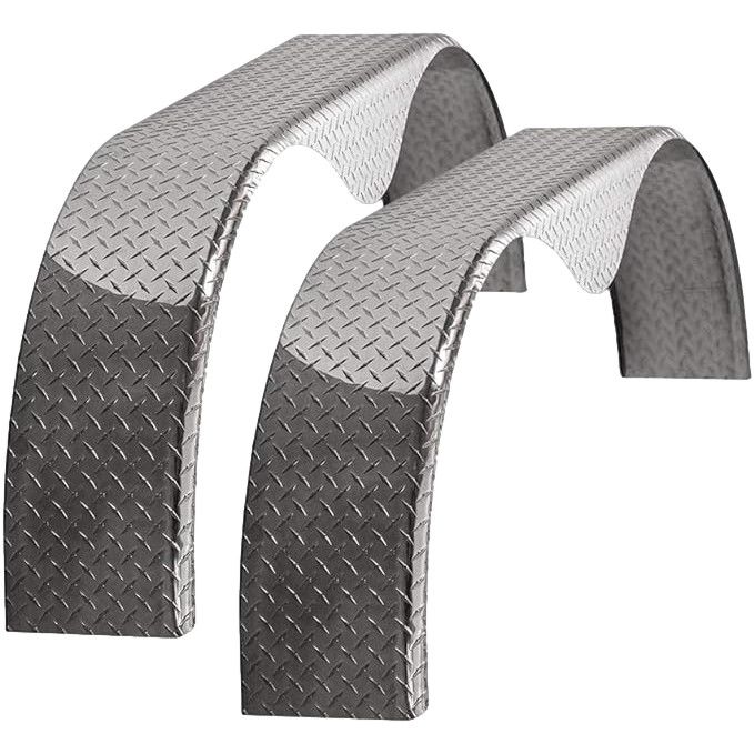 Diamond Plate Aluminum | Tandem Teardrop Fender | 72"L x 10"W x 20"H | for Double Axle Trailer | 2 Pack of Fenders Kit