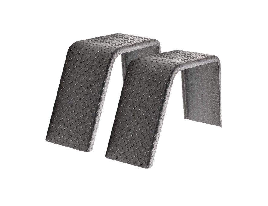 Diamond Plate Steel | Flat Top Fender | 34"L x 10"W x 17"H | for Single Axle Trailer | 2 Pack of Fenders Kit
