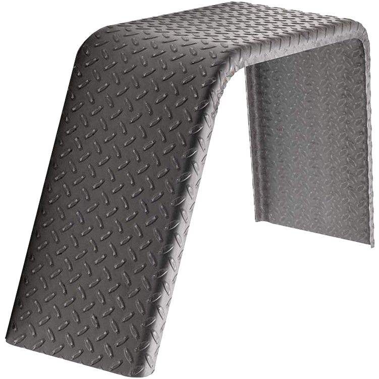 Diamond Plate Steel | Flat Top Fender | 34"L x 10"W x 17"H | for Single Axle Trailer