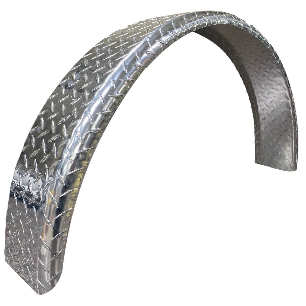 Diamond Plate Aluminum | Round Top Fender | 36"L x 6"W x 18"H | for Single Axle Trailer