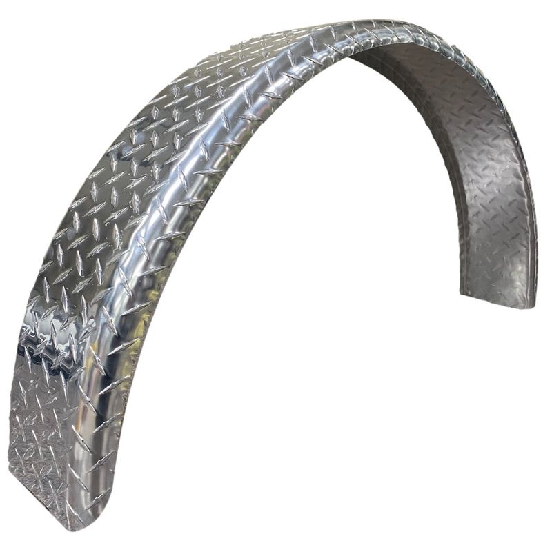 Diamond Plate Aluminum | Round Top Fender | 36"L x 6"W x 18"H | for Single Axle Trailer