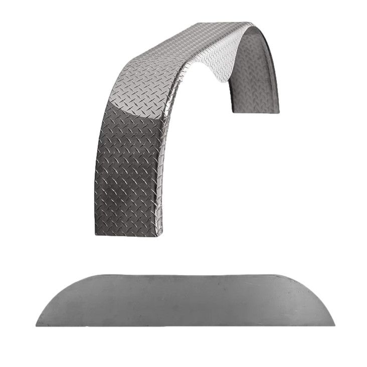 Diamond Plate Aluminum | Tandem Teardrop Fender | 72"L x 9"W x 20"H | for Double Axle Trailer | Single Fender w/Fender Back Kit