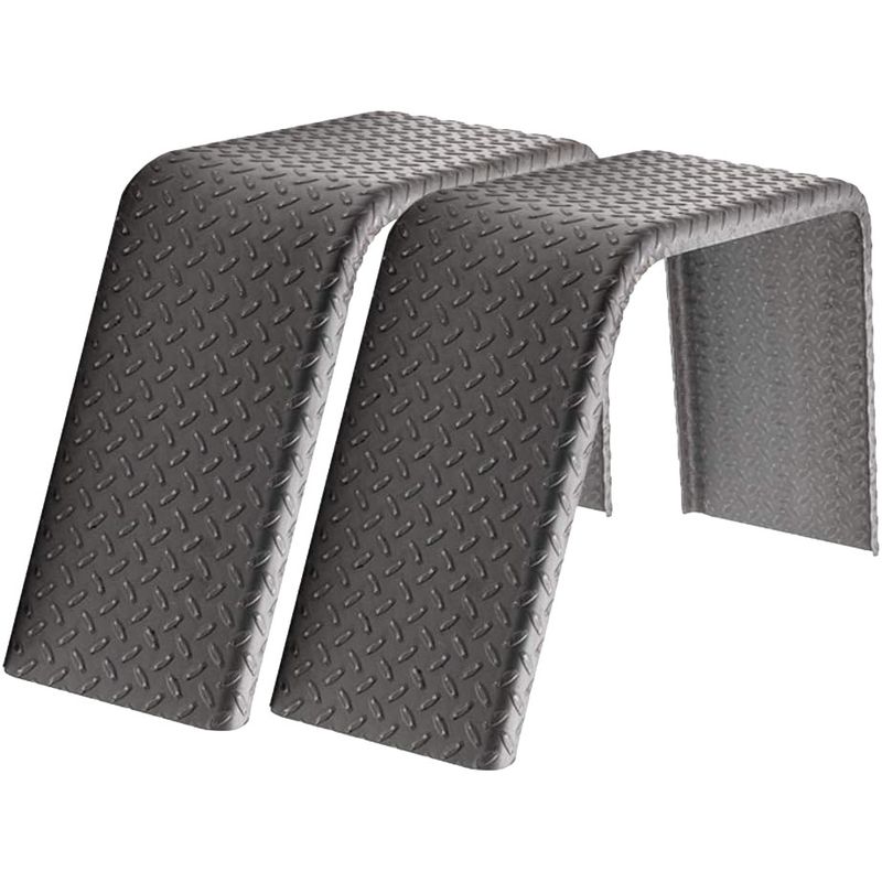 Diamond Plate Steel | Flat Top Fender | 32"L x 10"W x 15"H | for Single Axle Trailer | 2 Pack of Fenders Kit