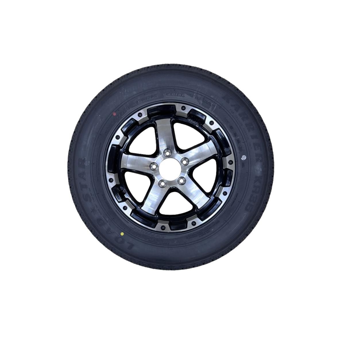Kenda Loadstar | ST205/75R15 | Aluminum Wheel &amp; Trailer Tire | T08 Black Machined | Load Range D | 5 on 4.5" Bolt Pattern