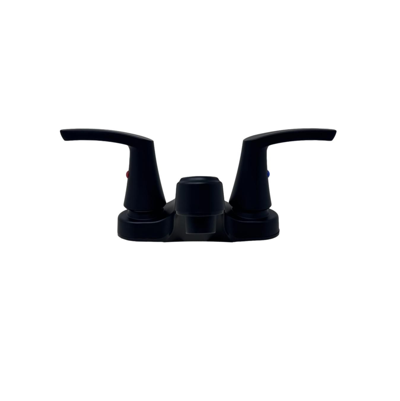 4" Euro Round Style Lavatory Faucet | Dual Modern Lever Handles | Less Pop-Up | Matte Black