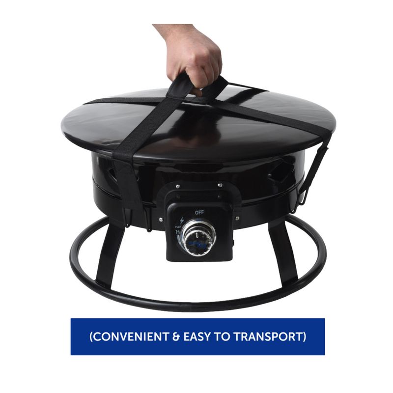 Flame King | Portable 19″ Outdoor Propane Fire Pit Bowl | Self-Igniter, Cover &amp; Carry Straps | FKG6501D