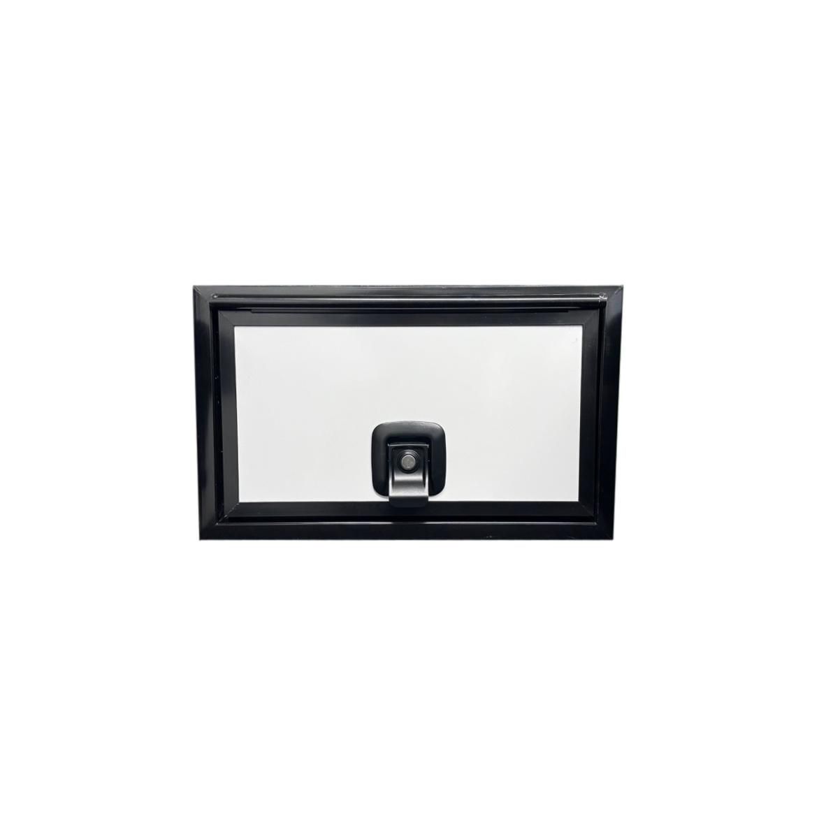 RV Baggage Compartment Door | 16.375" x 9.5" | No Key Lock | White Door with Black Trim