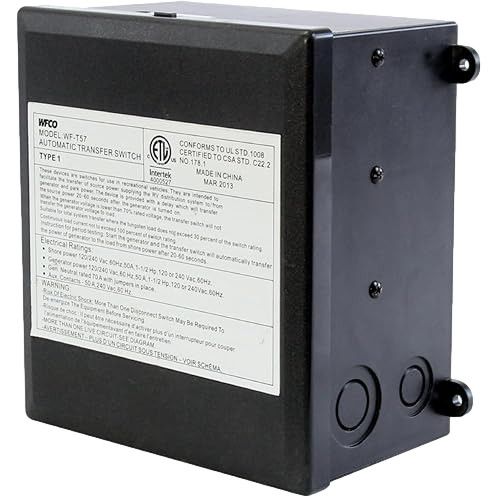 WFCO T57 50 Amp Transfer Switch, Black