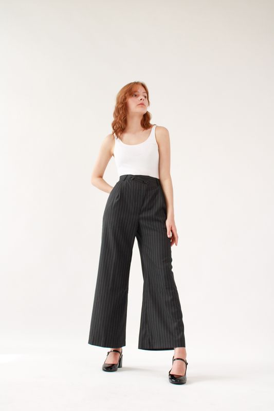 Ahkeke Full Length Flare Stripe Trousers