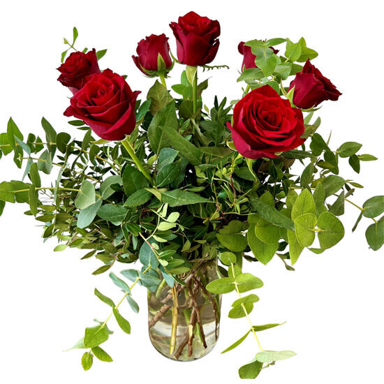 7 Roses in Vase