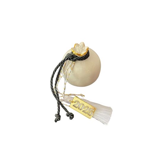 Μεγάλο Γούρι -  Λευκό με Χρυσό Ρόδι