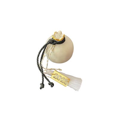 Μεγάλο Γούρι -  Λευκό με Χρυσό Ρόδι