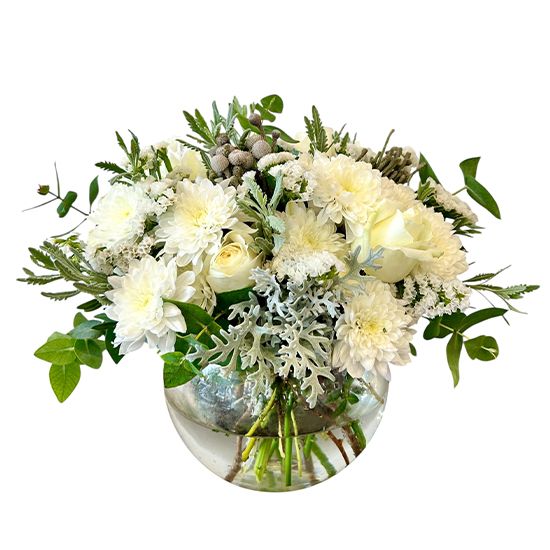 White Flowers in Fishbowl