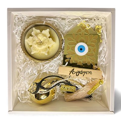 Χρυσο Σετ με Γούρι Σπιτάκι