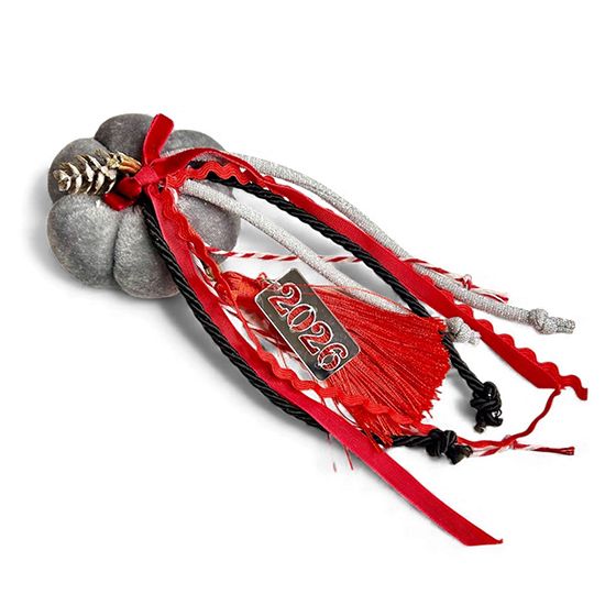 Μικρό Γούρι - Κολοκύθα Γκρι με Κόκκινο