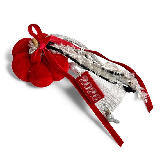 Μικρό Γούρι - Κολοκύθα Κόκκινη με Ασημένιο