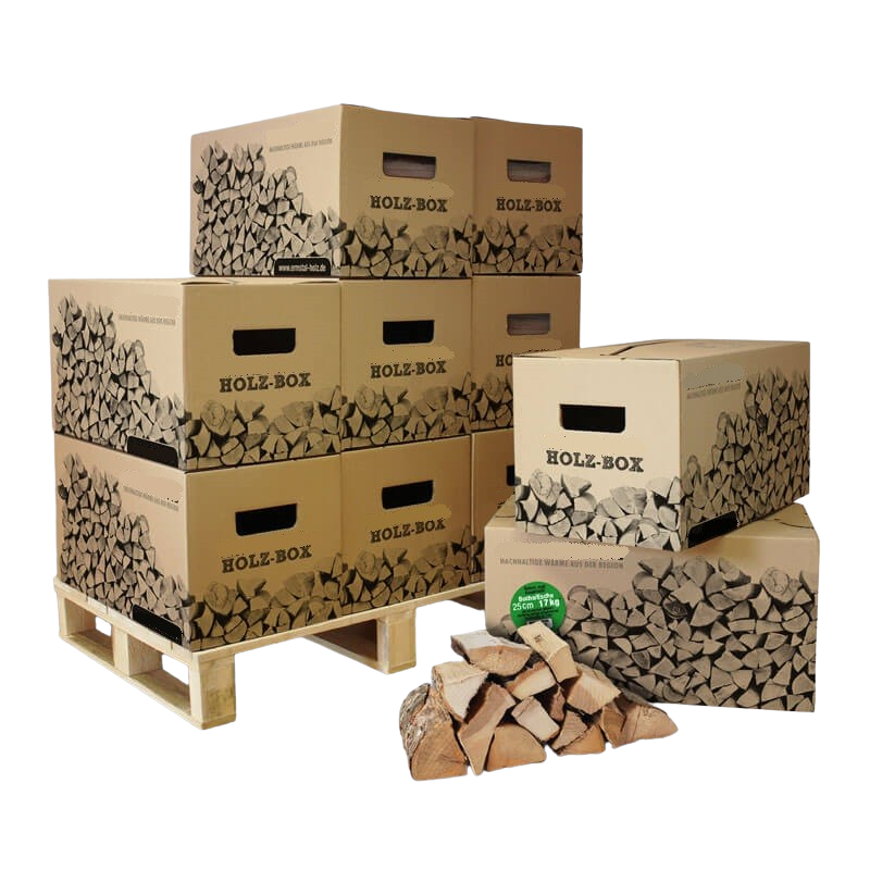 Brennholz im Karton - Buche 25cm - 10 Stück.