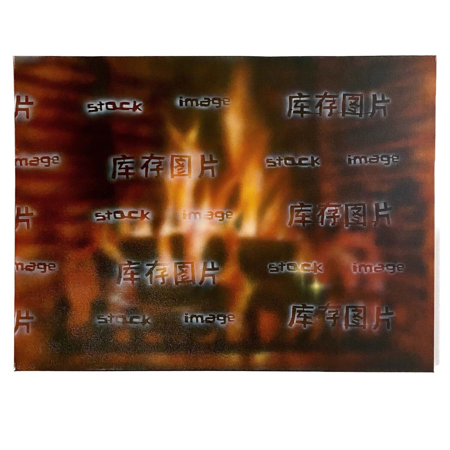 untitled, (stock image of a fireplace) 2024, ORIGINAL PAINTING
