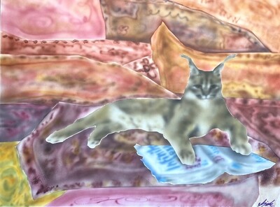 ORIGINAL PAINTING, floppa reading infinite jest, 2023