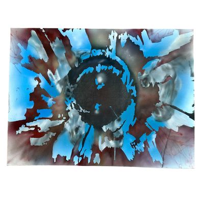 dilated pupil with horses in background