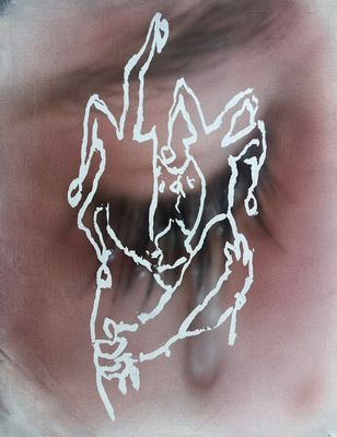 kissing jesters, original painting, 2026