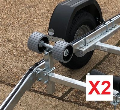 Boat Trailer Non Marking Ribbed Side Roller Kit Set 4 Rollers 2 Brackets 2 Posts