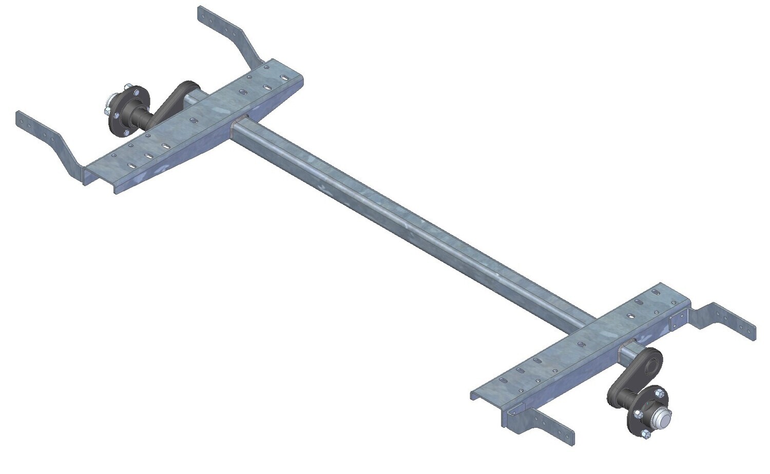 750kg unbraked trailer axle for 1300mm wide chassis 4 x 4" PCD