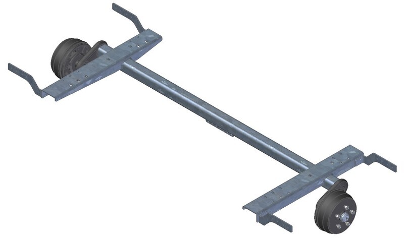 1300kg braked trailer axle for 1500mm wide chassis 5 x 112 PCD