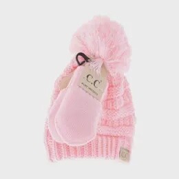 Baby Tobaggon with Pom Pom and Mittens