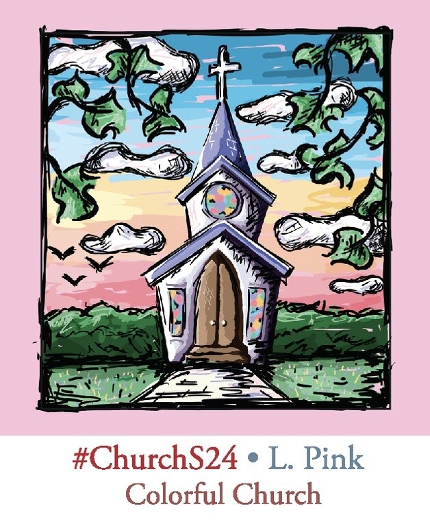 Colorful Church T-Shirt - Lite Pink