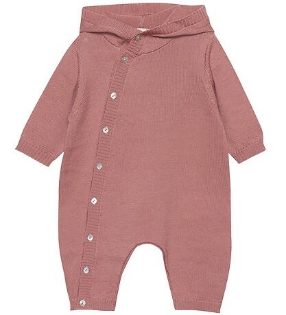 Girls Knit Romper With Hood - Old Rose