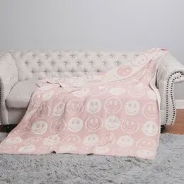 Happy Face Patterned Throw Blanket