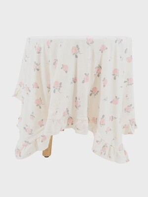 Ruffle Blanket - Roses White