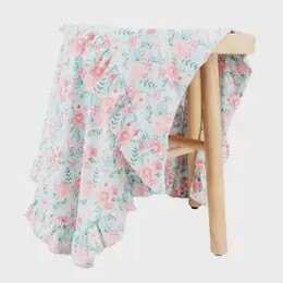Ruffle Blanket - Aqua Floral