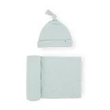Frost Green Muslin Hat and Swaddle Set