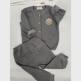 Fleece Smile Patch Cardigan Sweat Set (12-18M)