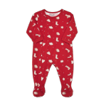 Cotton Modal Zipper Footie/Red Biscuits