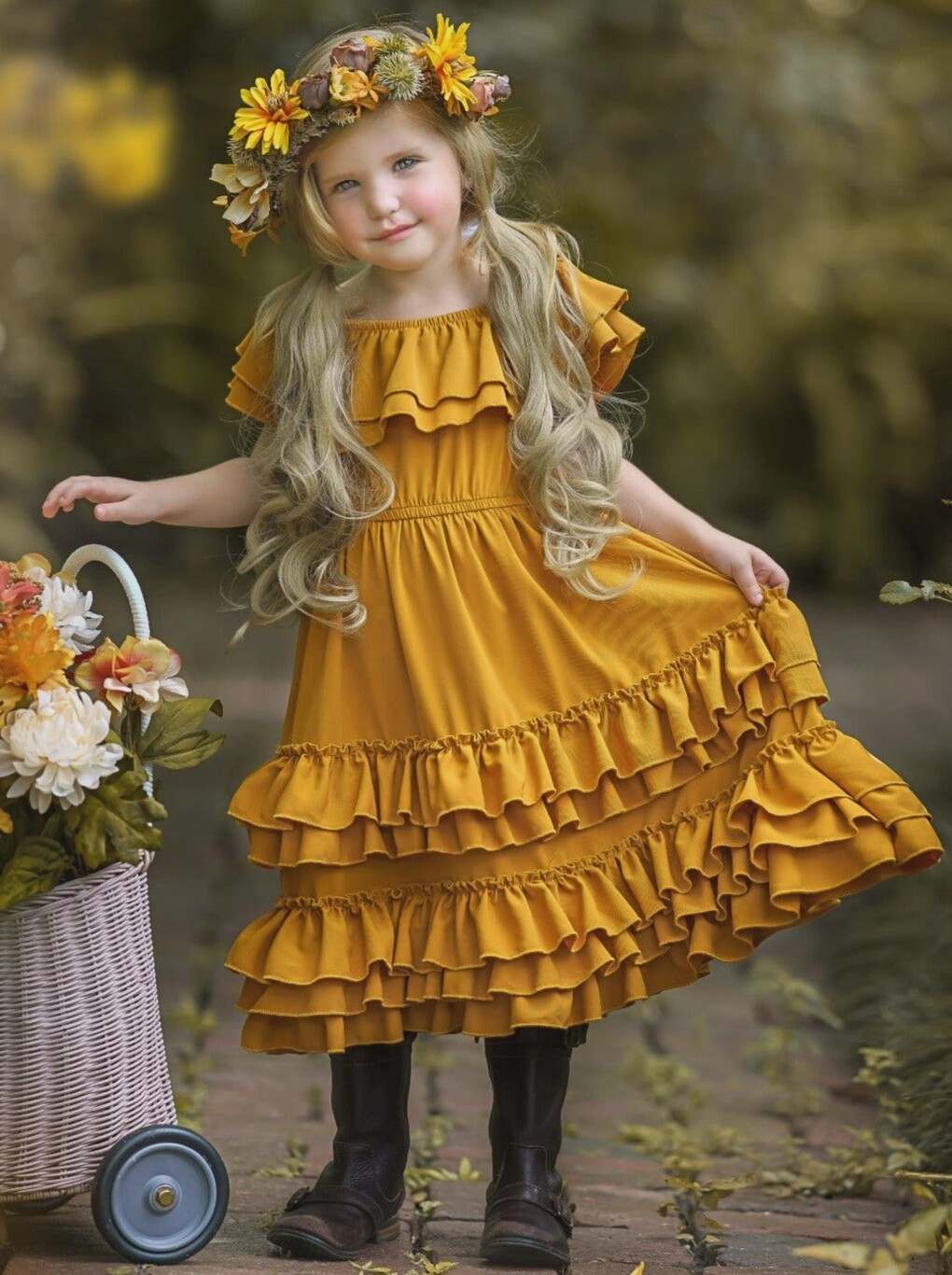 Marigold Ruffle Midi Dress