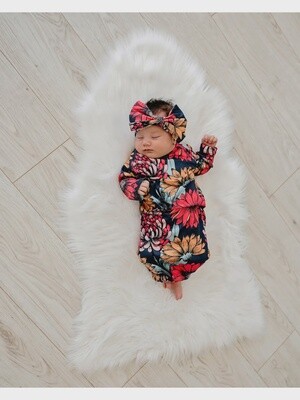 Sunflower Baby Gown and Bow Set