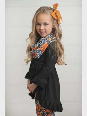 Kids Hi-Lo Black &amp; Floral Print 3 Piece Scarf l Set