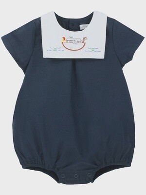 Navy Noah's Ark Bib Creeper