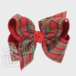 Layered Christmas Plaid Bow 5.5” Huge