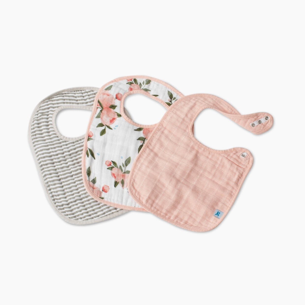 Watercolor Rose Pk 3 Muslin Bibs
