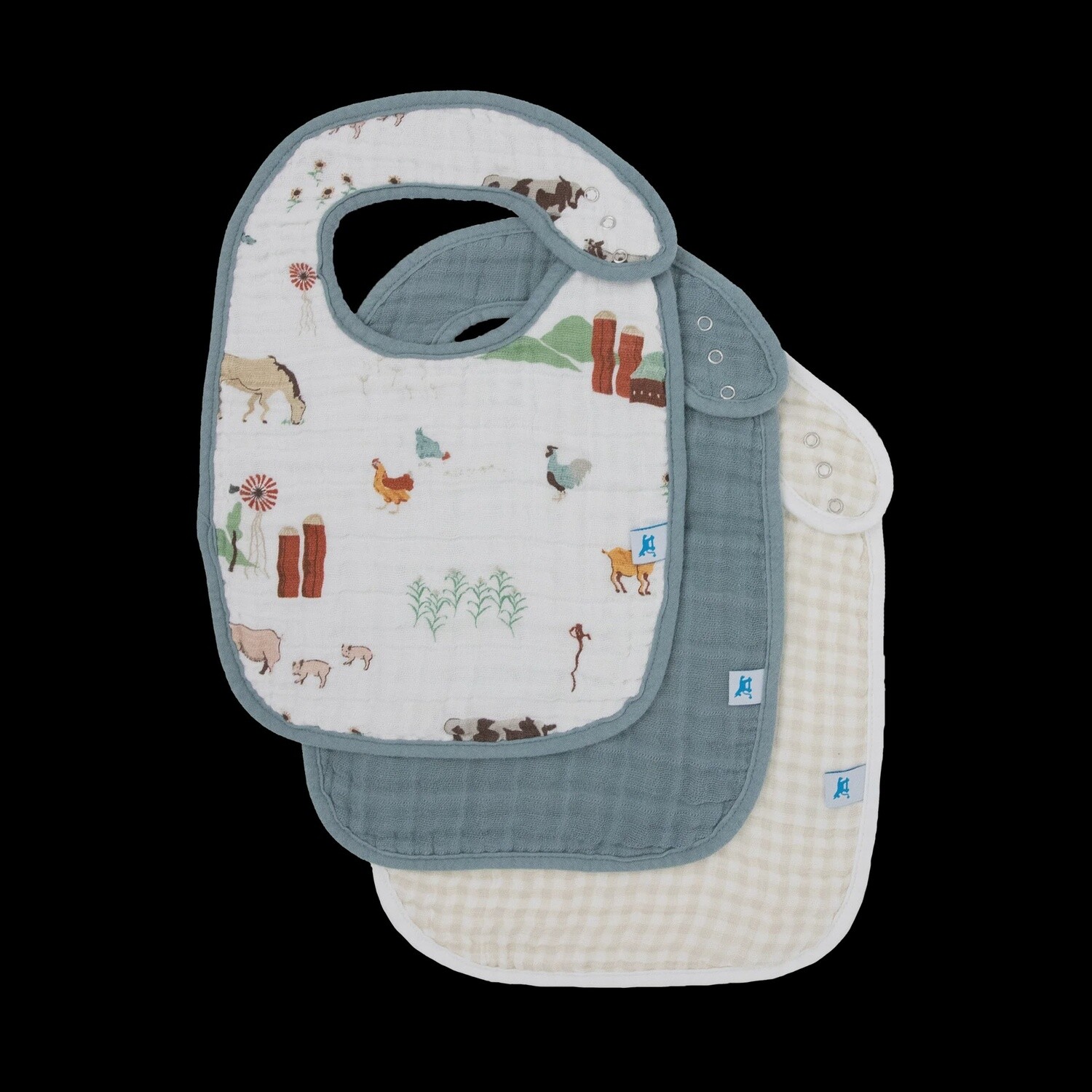 Farmyard Pk 3 Muslin Bibs