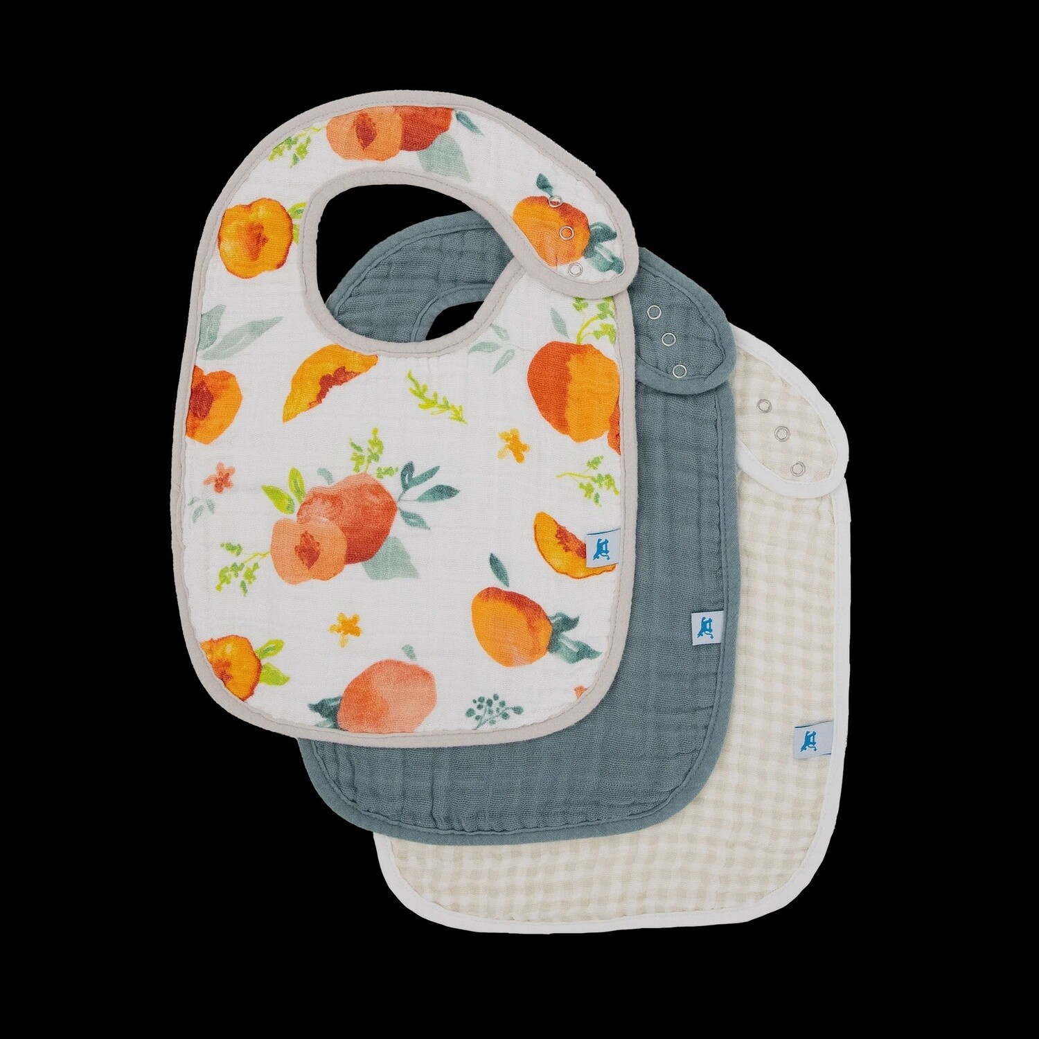 Peach Pk 3 Muslin Bibs