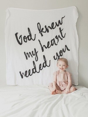 Organic Swaddle Blanket-God Knew My heart-47X47