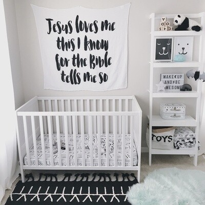 Organic swaddle blanket-Jesus loves me-47X47
