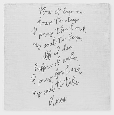 Organic swaddle blanket-Now I lay me prayer-47X47