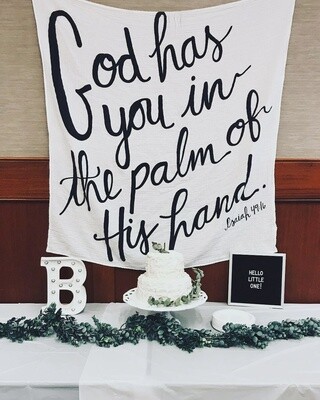 Organic swaddle blanket-Isaiah 49:16/47X47